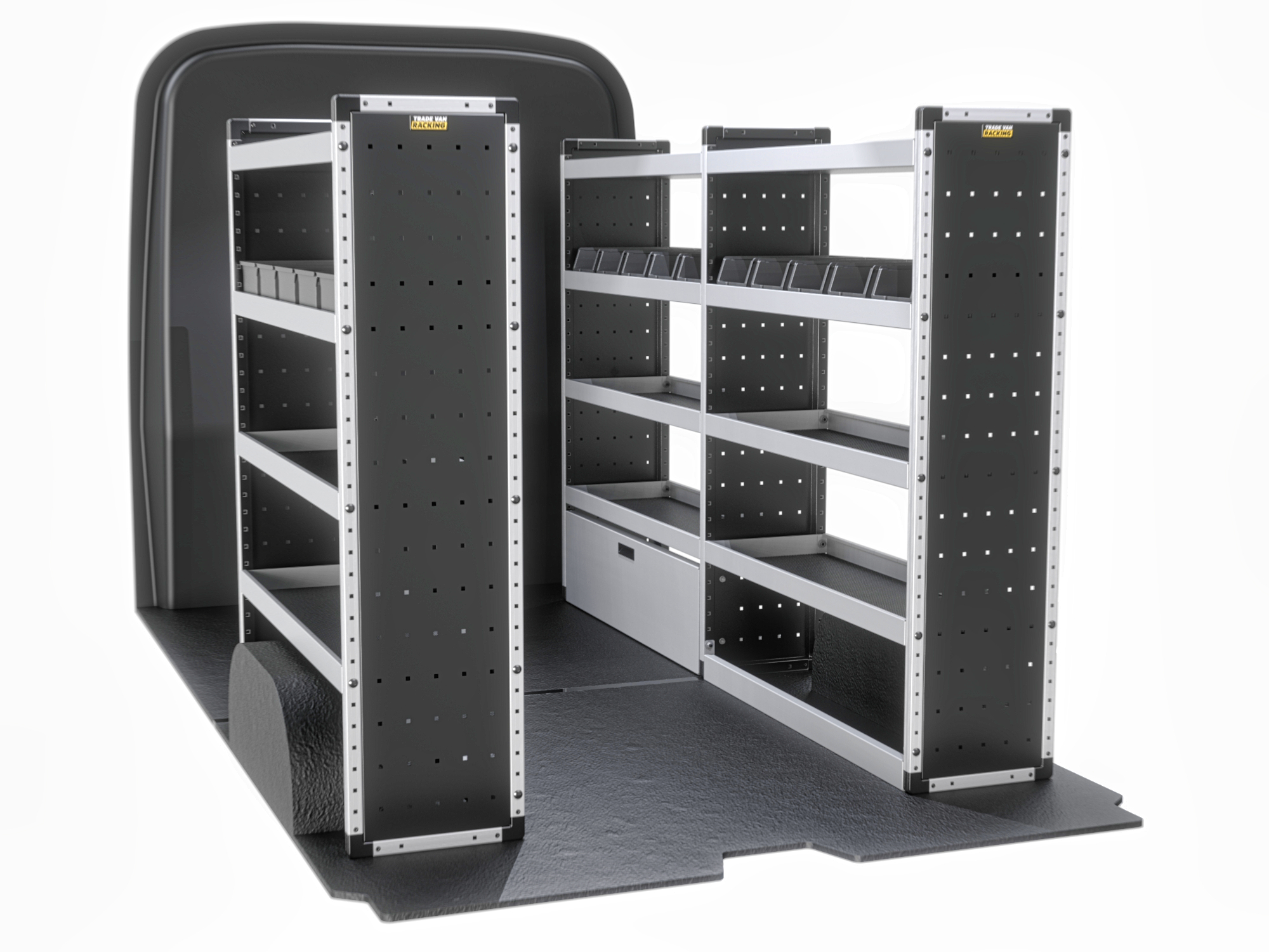 Trade Van Racking - Ford Transit 2014 On MWB Medium Roof (L2H2) - Silver - Full Kit - TVR-S-006