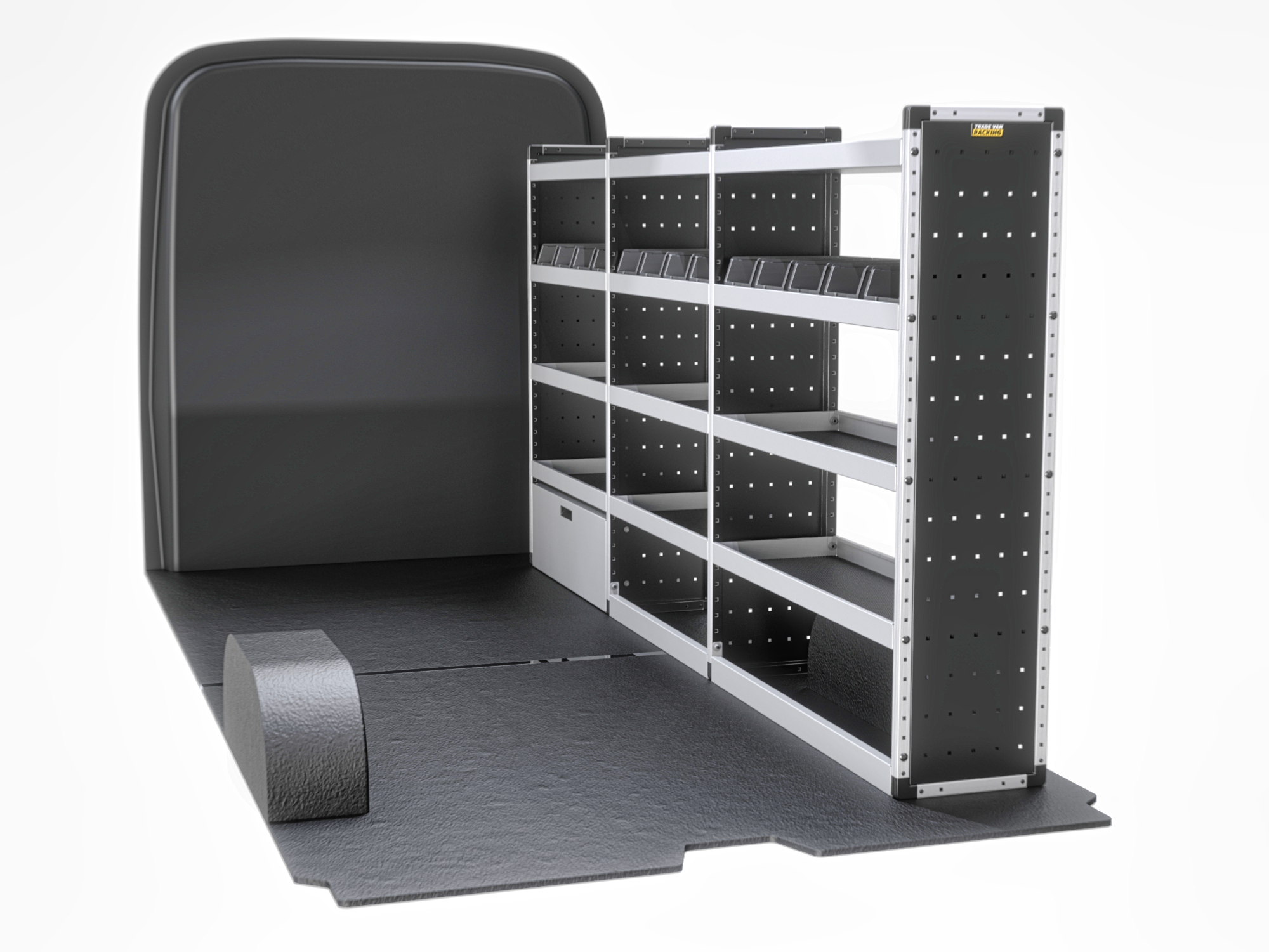Trade Van Racking - Peugeot Boxer 2006 On LWB High Roof (L3H2) - Silver - Drivers Side - TVR-S-007-OS